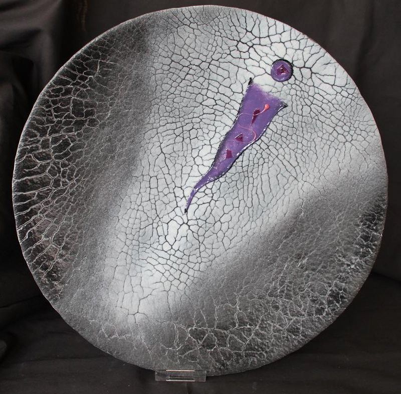 Krakelert kunstfat i glass , sort og gråtoner