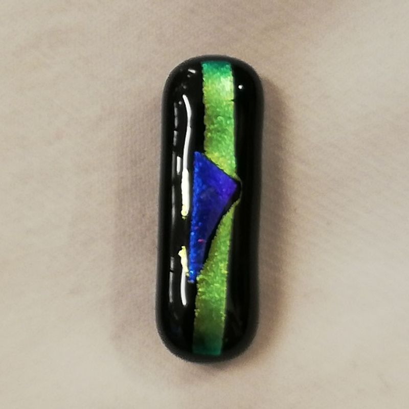 Brosje 05, sort/lime/turkis